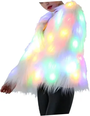 SOIMISS Lighted Fur Coat Coat Light up Fur Coat Fancy Dress Costume Women Birthday Party Costume