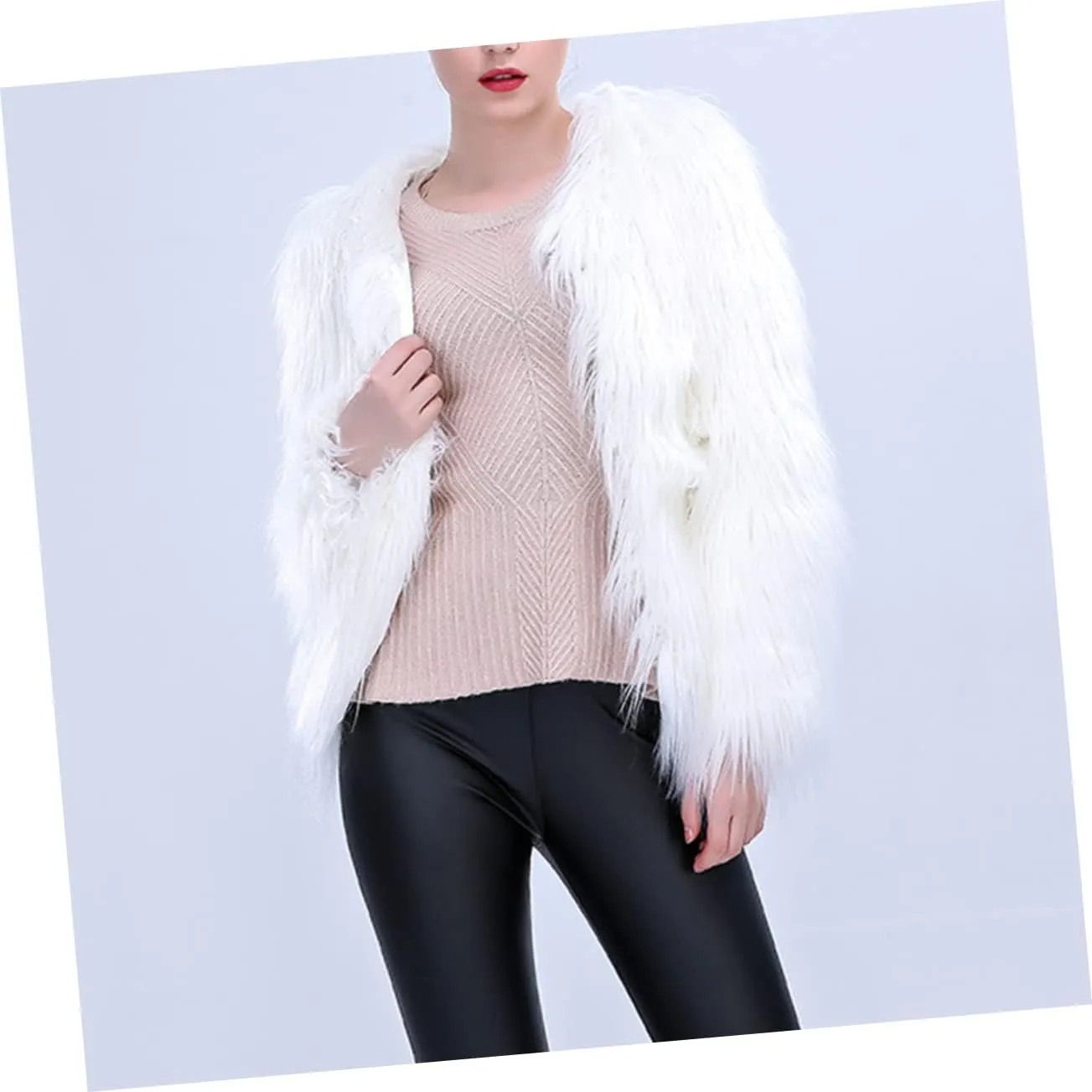 SOIMISS Lighted Fur Coat Coat Light up Fur Coat Fancy Dress Costume Women Birthday Party Costume
