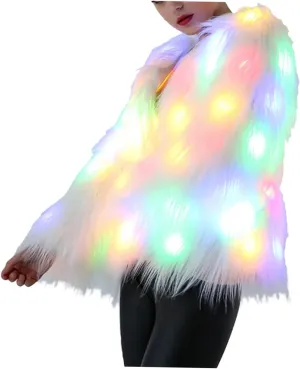 SOIMISS Lighted Fur Coat Coat Light up Fur Coat Fancy Dress Costume Women Birthday Party Costume