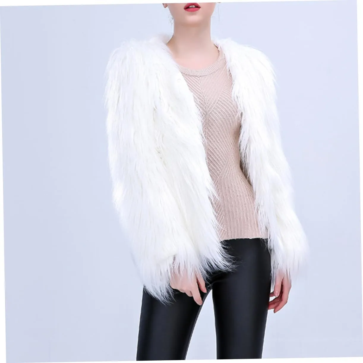 SOIMISS Lighted Fur Coat Coat Light up Fur Coat Fancy Dress Costume Women Birthday Party Costume