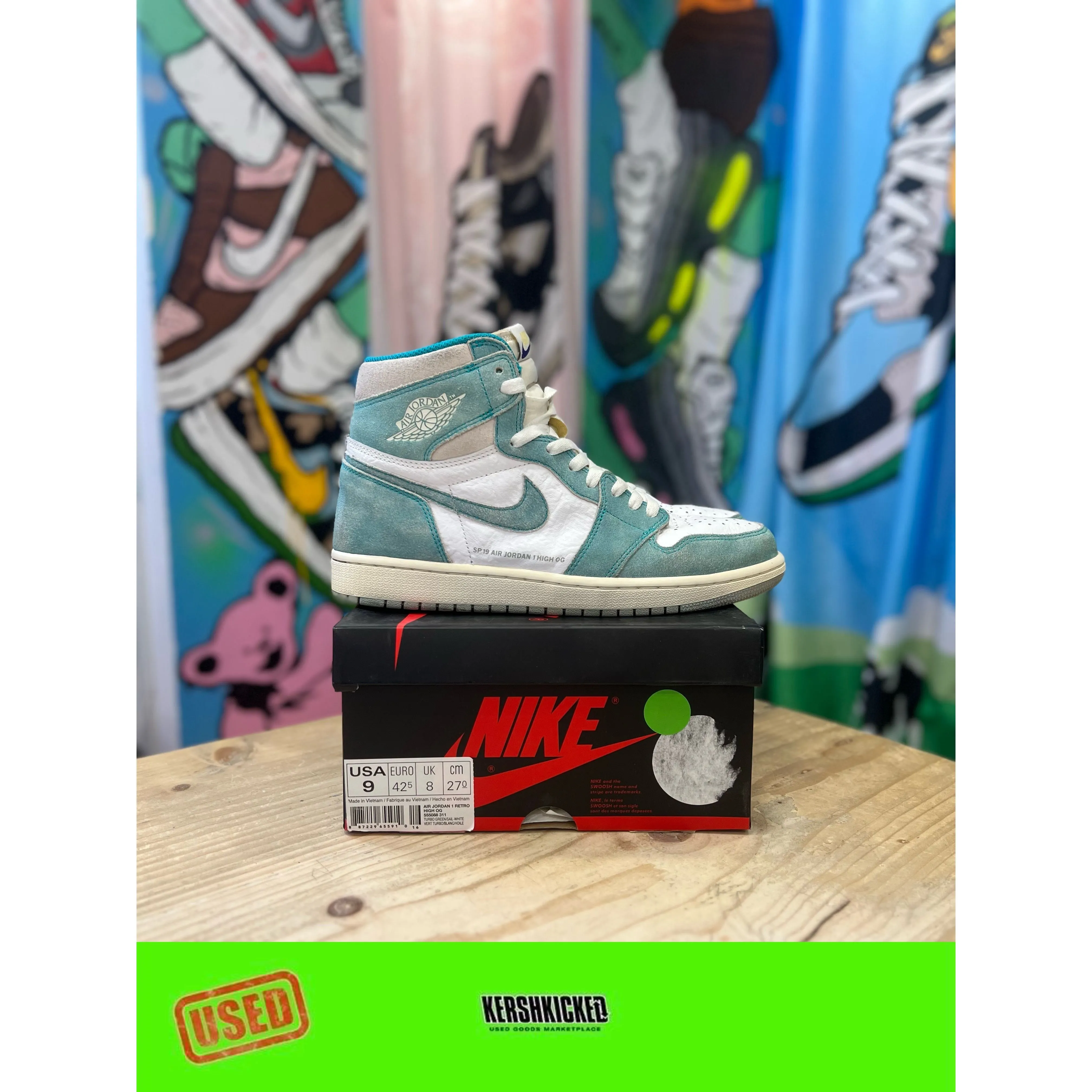 running for a way to stay in control Jordan 1 Retro High Turbo Green UK 8