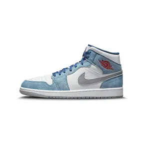 Air Jordan 1 Mid French Blue Fire Red Breathable Layer Form Control