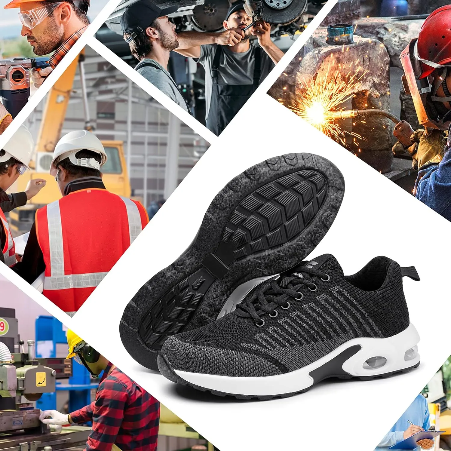 Steel Toe Shoes for Men Comfortable Safety Shoes Non Slip Steel Toe Sneaker