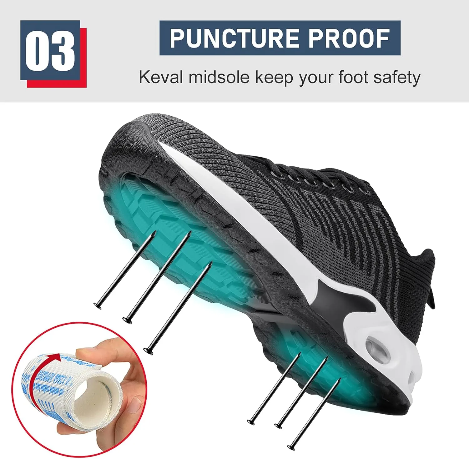 Steel Toe Shoes for Men Comfortable Safety Shoes Non Slip Steel Toe Sneaker