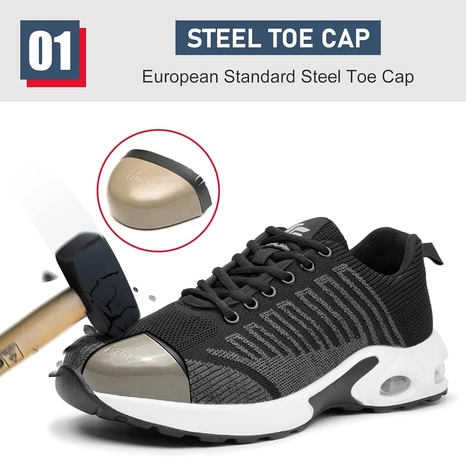 Steel Toe Shoes for Men Comfortable Safety Shoes Non Slip Steel Toe Sneaker