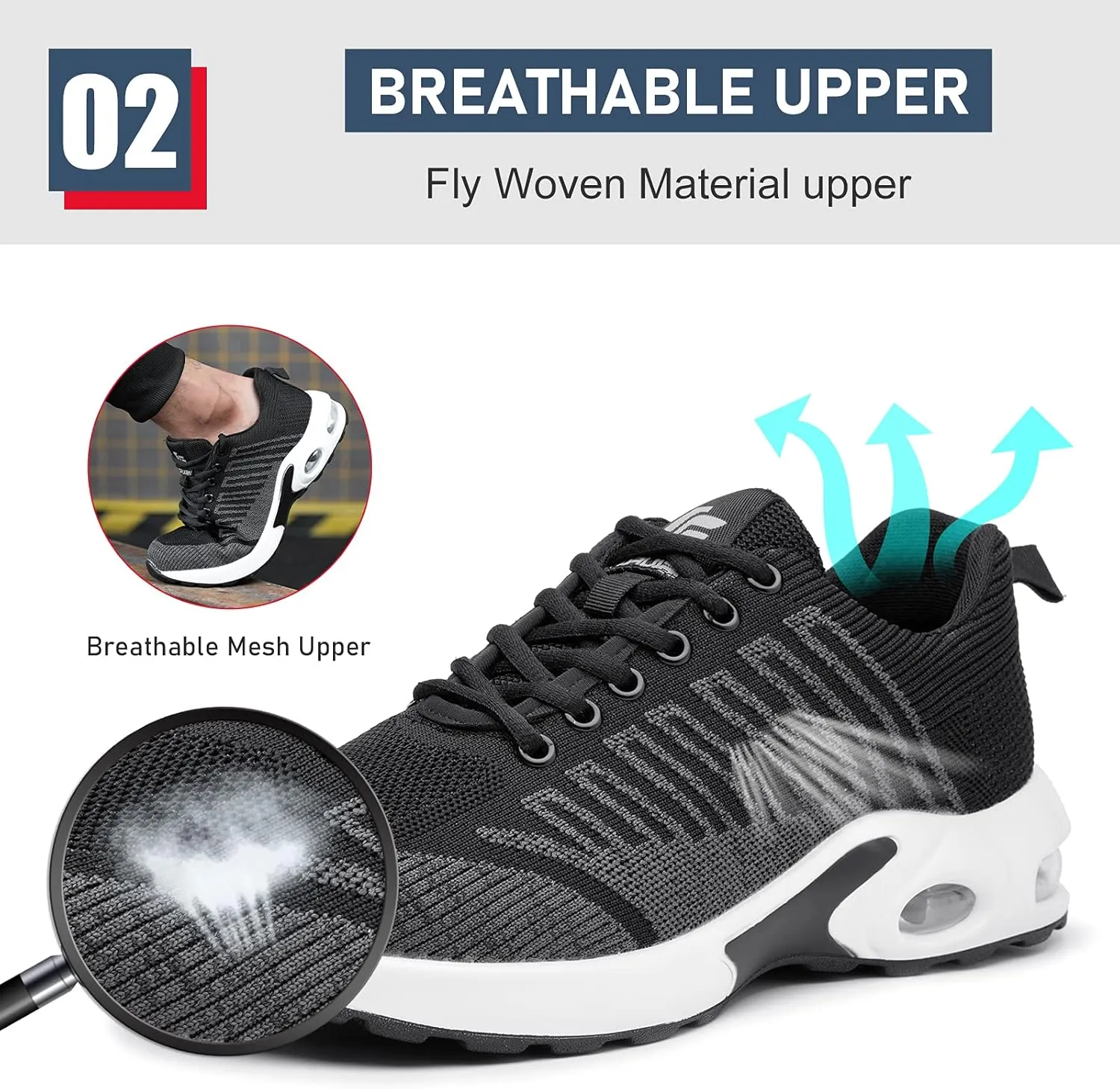 Steel Toe Shoes for Men Comfortable Safety Shoes Non Slip Steel Toe Sneaker