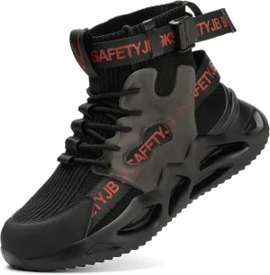 Steel Toe Shoes for Men Women Lightweight Steel Toe Sneakers Safety Shoes Comfortable Indestructible Steel Toe Boots Non Slip Work Shoes Black