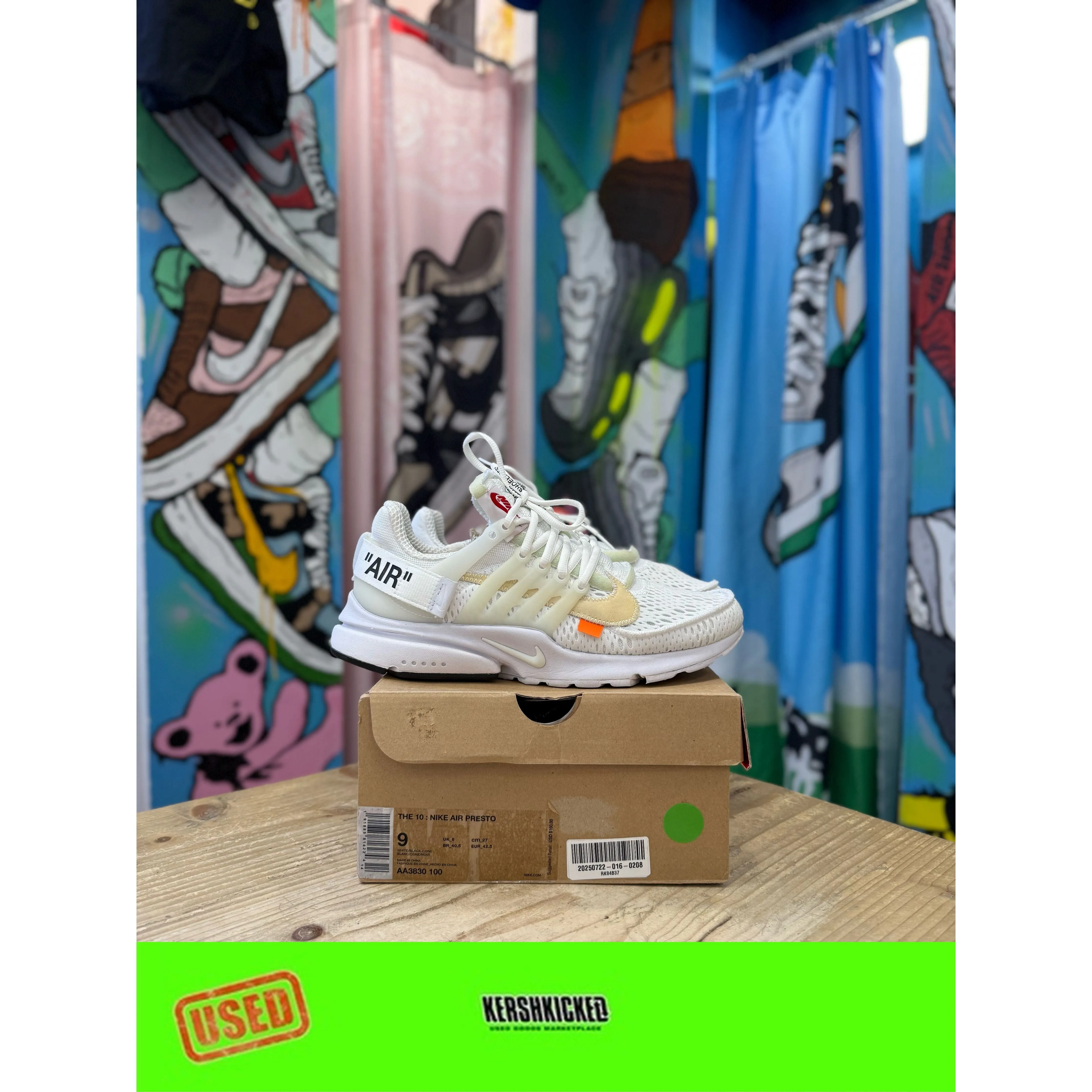 youth shoes Nike Presto White Off White UK8