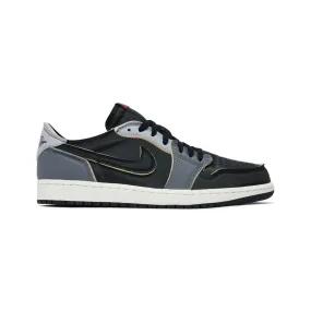 perforated - lining shoes Indoor - exercise Jordan 1 Low OG EX Black Smoke Grey