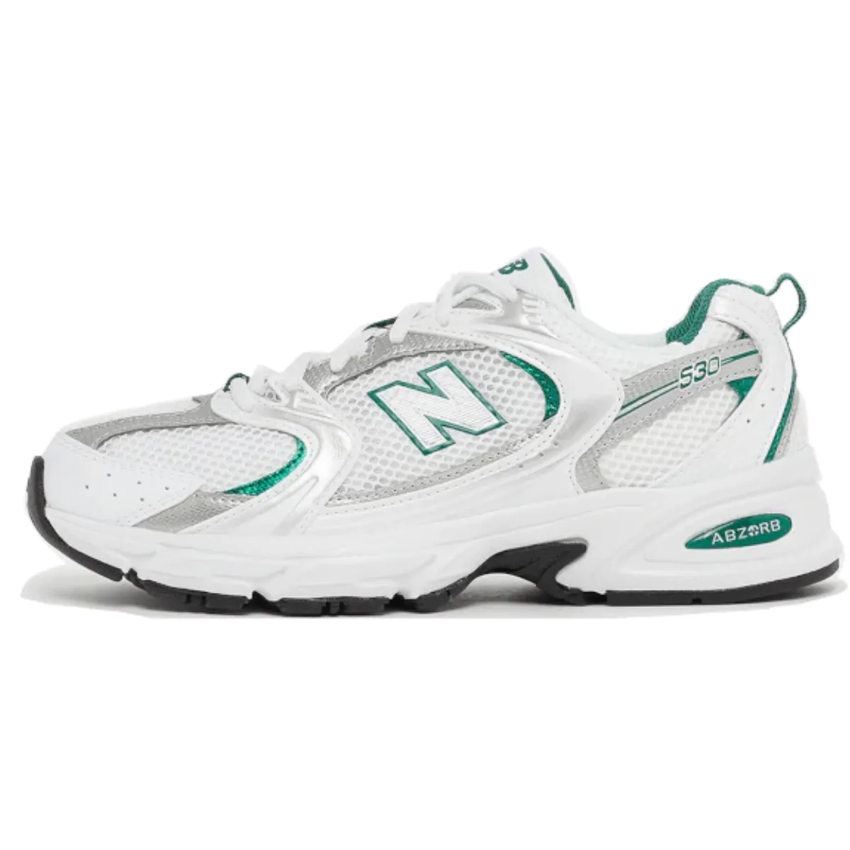 New Balance 530 White Silver Green Seamless lining