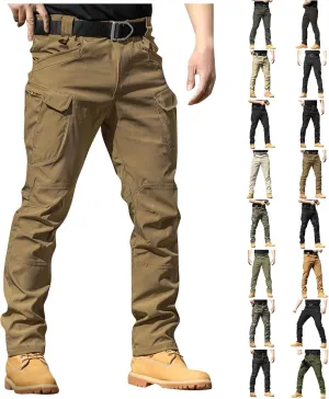 Tactical Cargo Pants for Men Stretch Waterproof Ripstop Construction Work Pants Camo Camp Travel Pants Multi Pockets