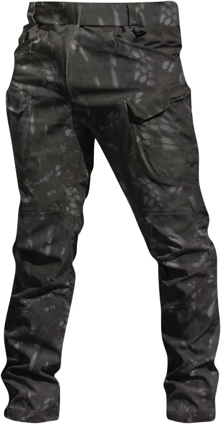 Tactical Cargo Pants for Men Stretch Waterproof Ripstop Construction Work Pants Camo Camp Travel Pants Multi Pockets
