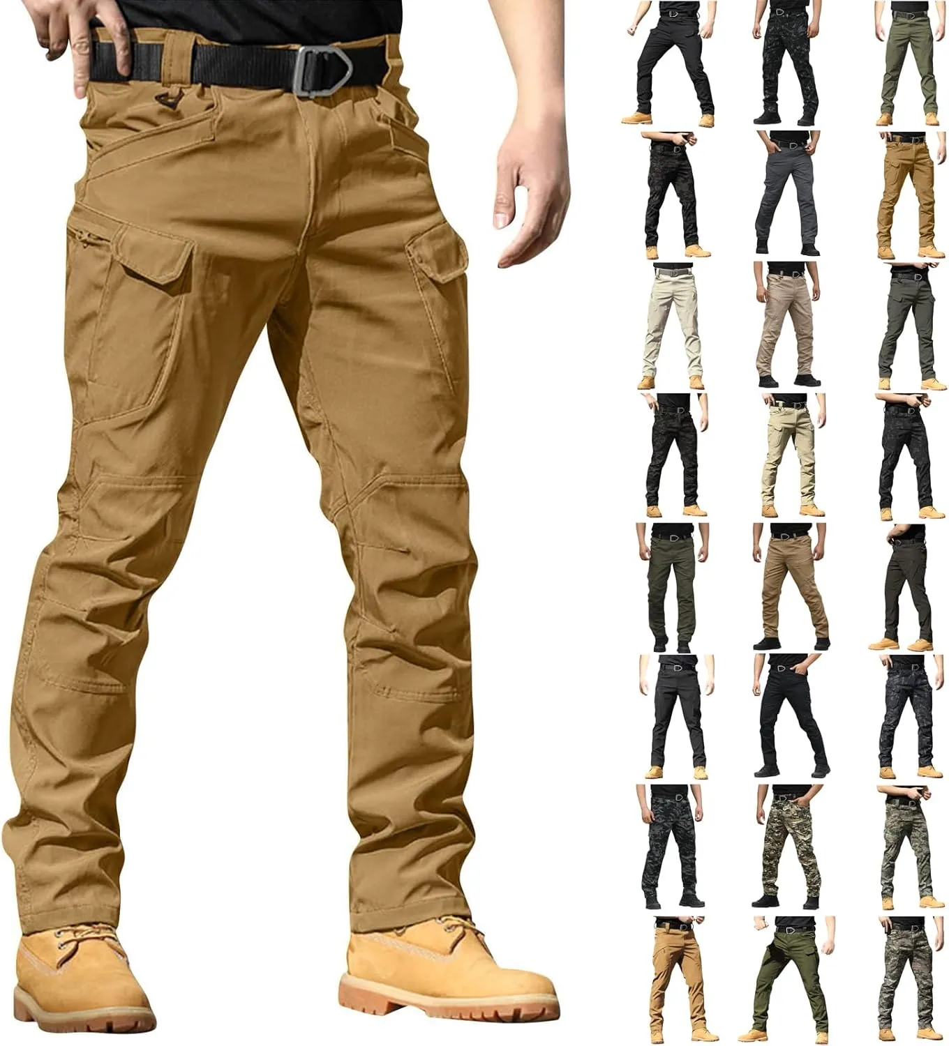 Tactical Pants for Men Waterproof Stretch Ripstop Cargo Pants with Multi Pockets Relaxed Fit Work Tapered Pants