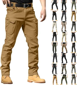 Tactical Pants for Men Waterproof Stretch Ripstop Cargo Pants with Multi Pockets Relaxed Fit Work Tapered Pants