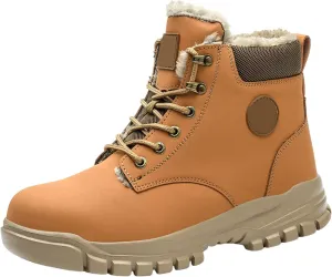 Thick Bottom Non Slip Boots for Men Fleece Lined Warm Ankle Boots Lace Up Non Slip Winter Water Light Men