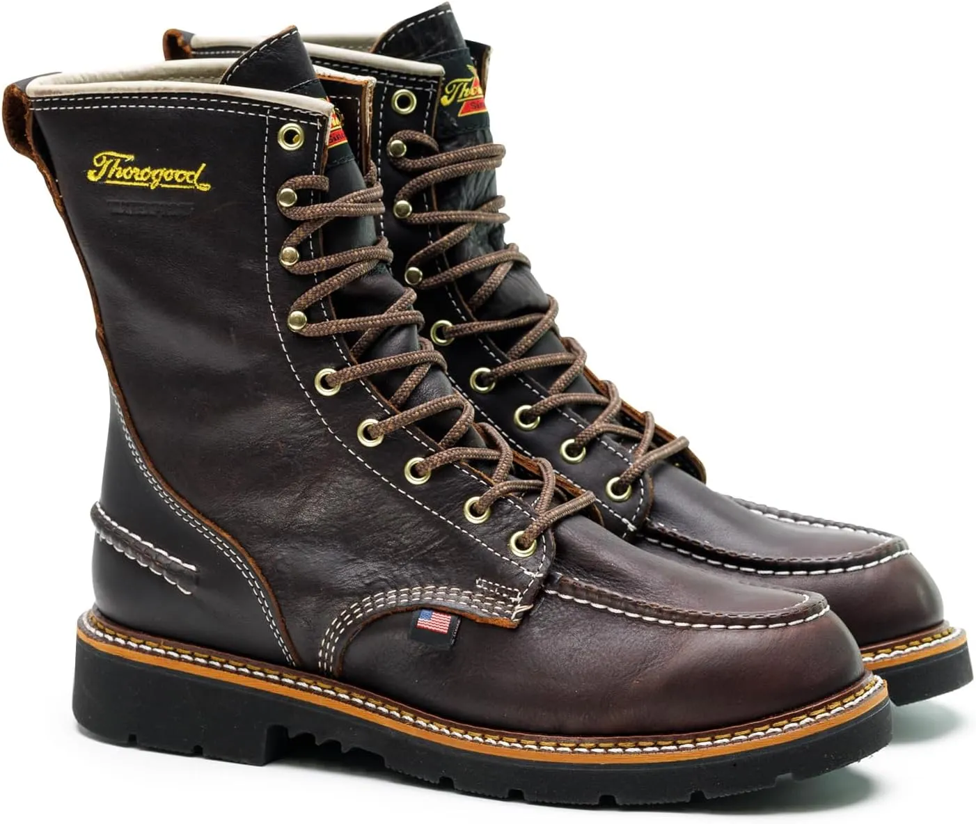 Thorogood 1957 Flyway 8” Waterproof Moc Toe Hunting Boots for Men - Full-Grain Leather with Slip-Resistant Heel Outsole and Shock-Absorbing Footbed, Briar Pitstop - 8.5 W US