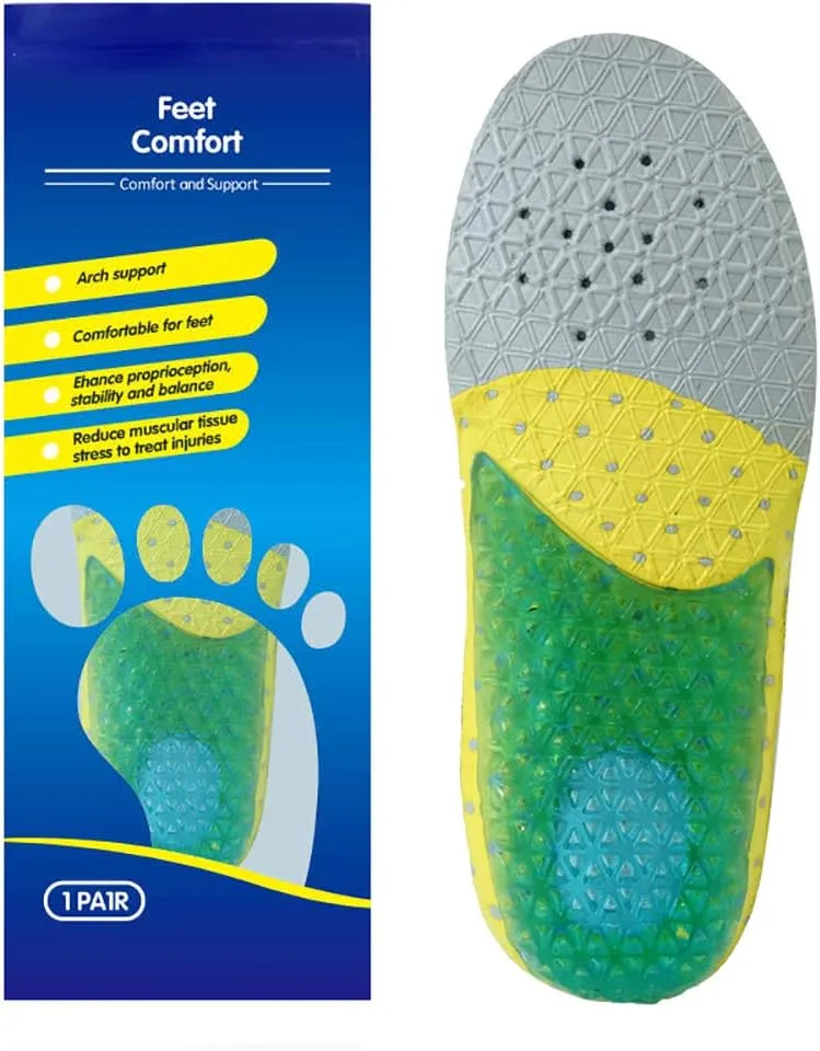 Toddler Running Gel Insoles Kids Shock Absorbing Arch Support Silicone Material Insoles Good Feet Step Aid Toddler (Big Kid US 4.5-5 (9 1/8-9 1/2))
