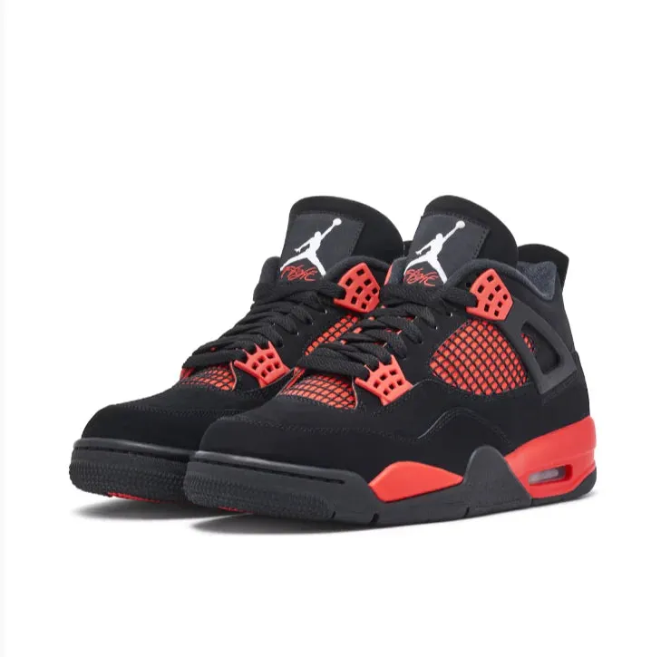 Nike Air Jordan 4 Red THUNDER Modern Feel Anti   Microbial