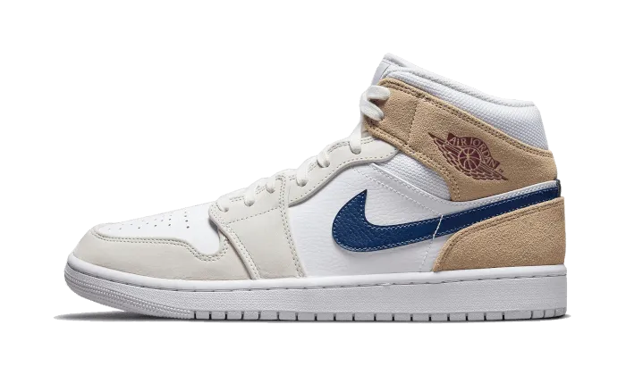 Textile Upper Air Jordan 1 Mid Tan Suede Navy