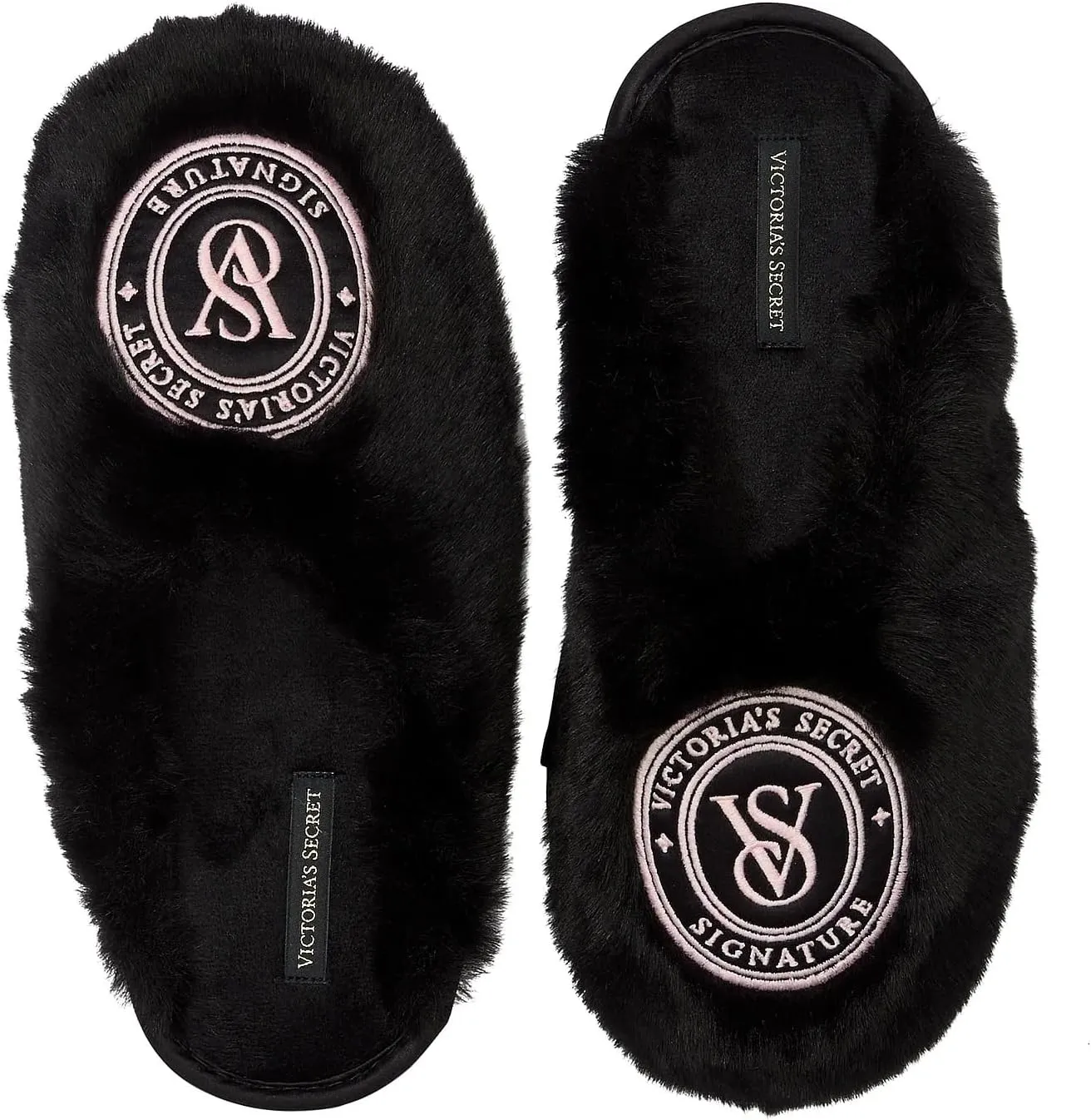 Victoria's Secret Closed Toe Faux Fur Slipper Color Black New