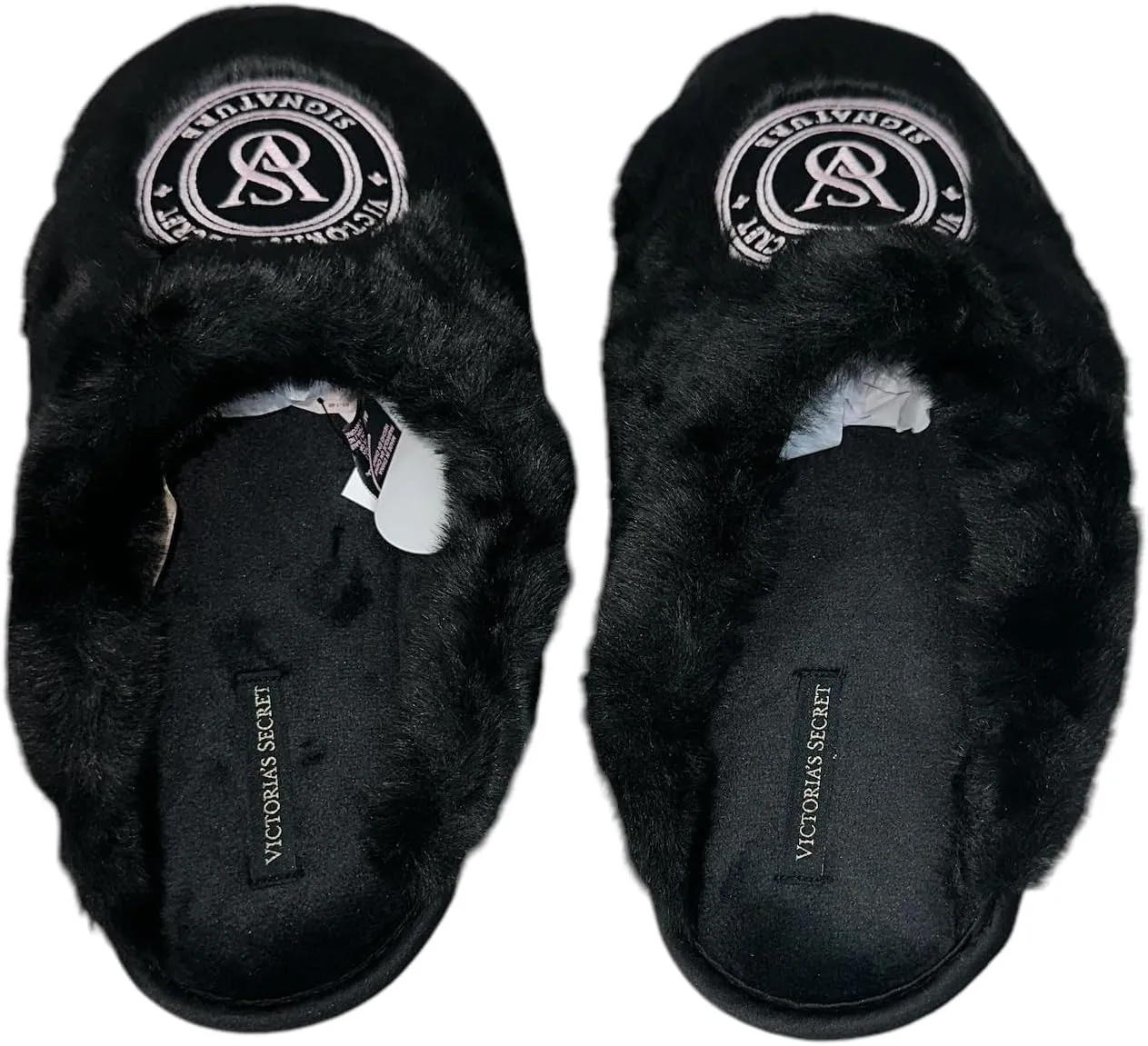 Victoria's Secret Closed Toe Faux Fur Slipper Color Black New
