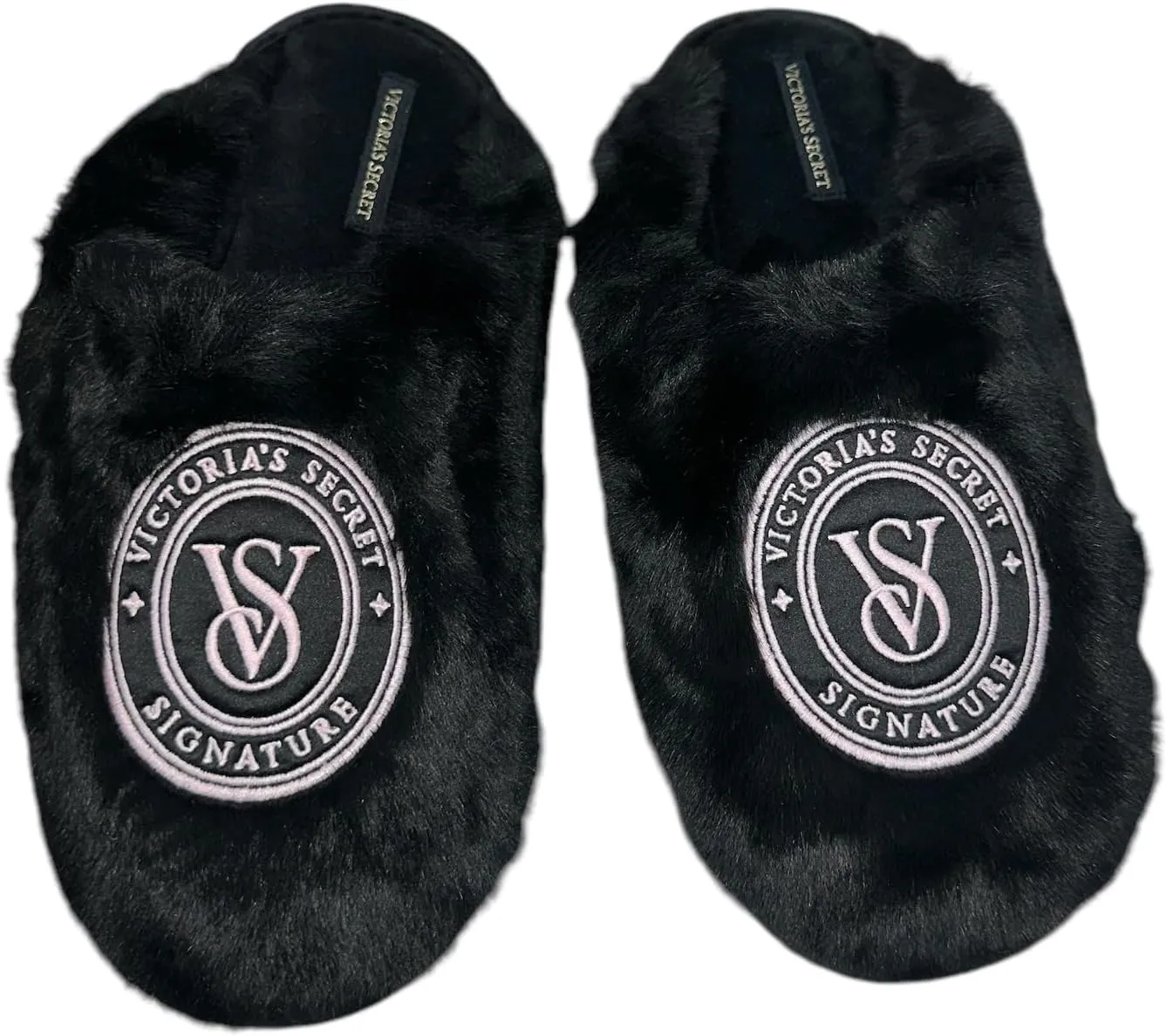 Victoria's Secret Closed Toe Faux Fur Slipper Color Black New