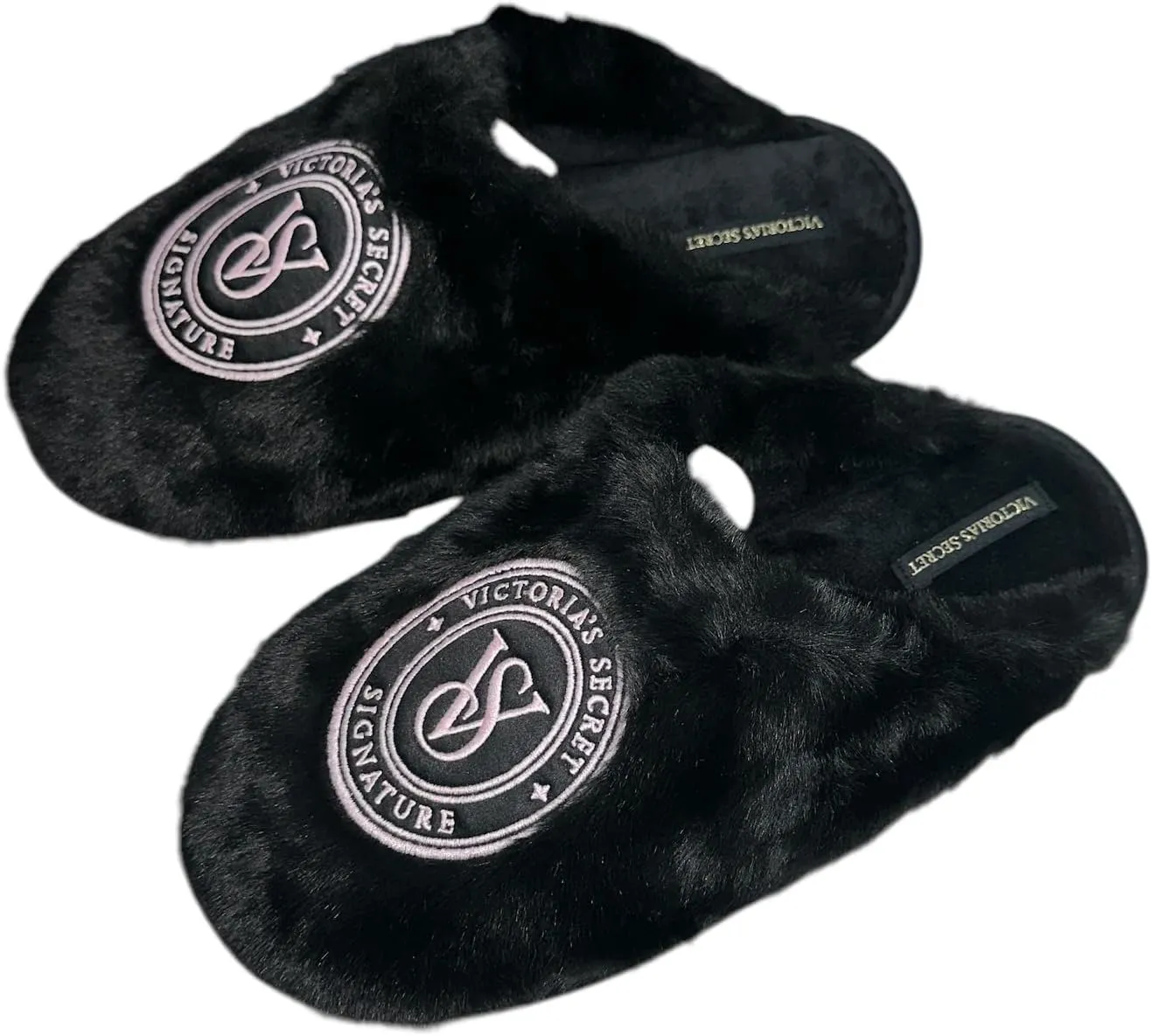 Victoria's Secret Closed Toe Faux Fur Slipper Color Black New
