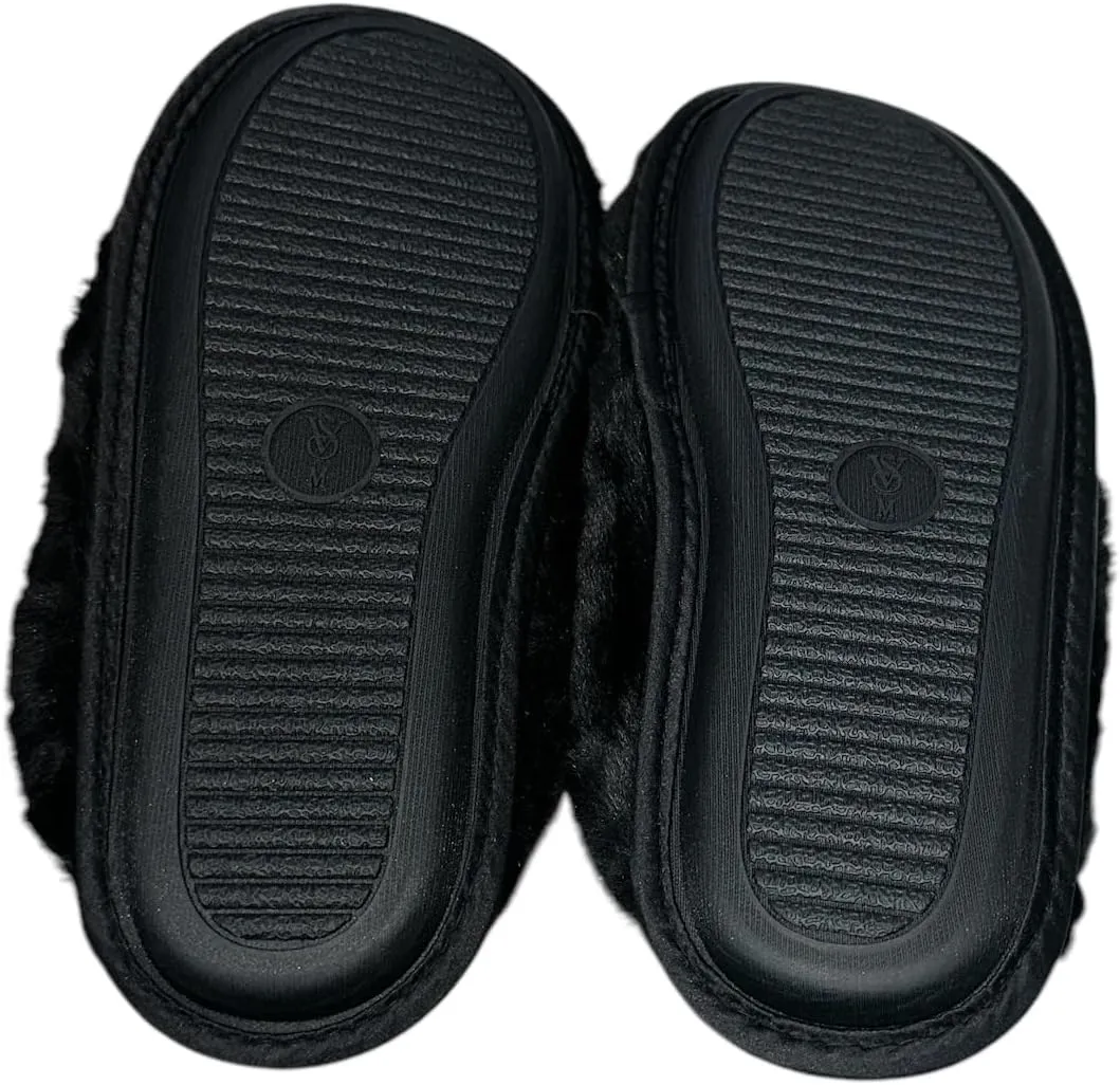 Victoria's Secret Closed Toe Faux Fur Slipper Color Black New