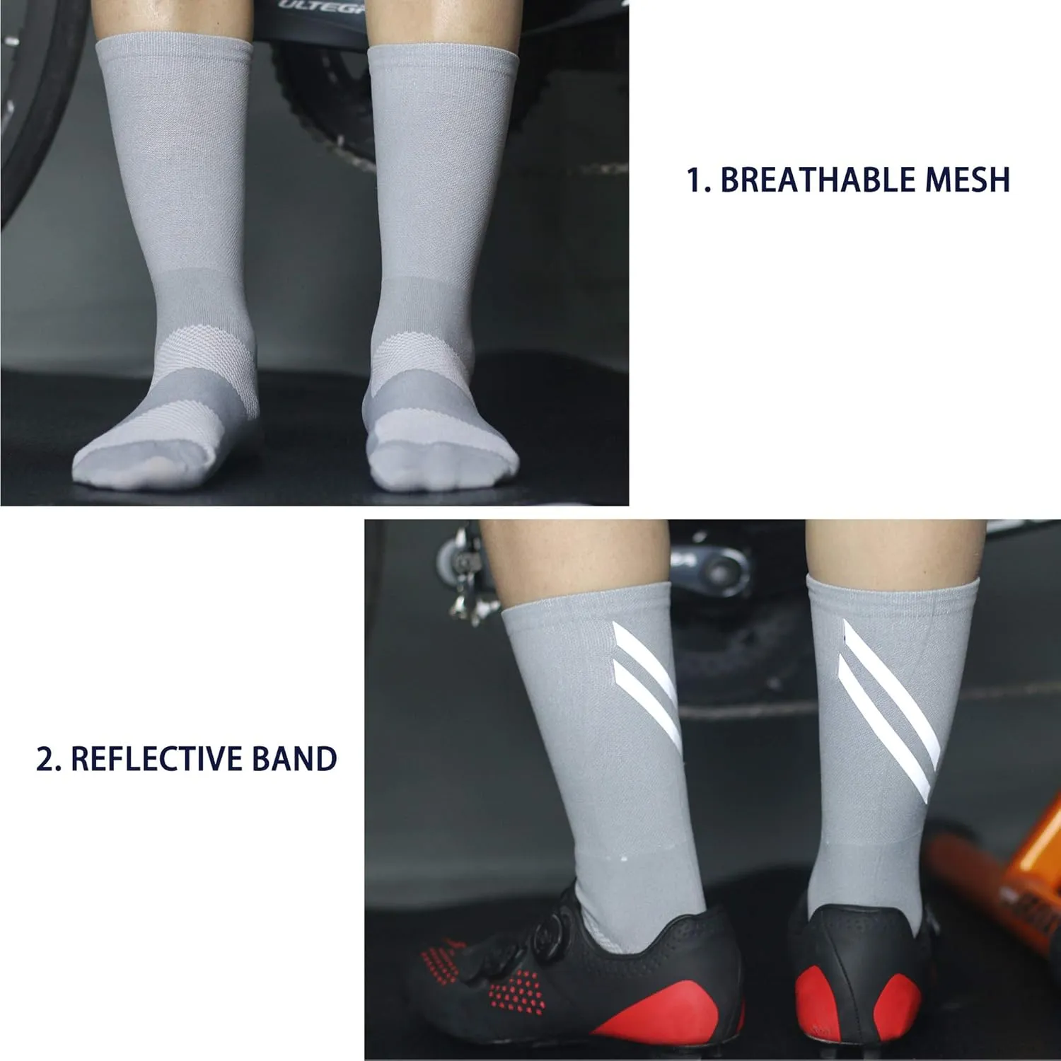 VWU Mens Womens Sports Socks Athletic Socks for Running Cycling Basketball Hiking Crew
