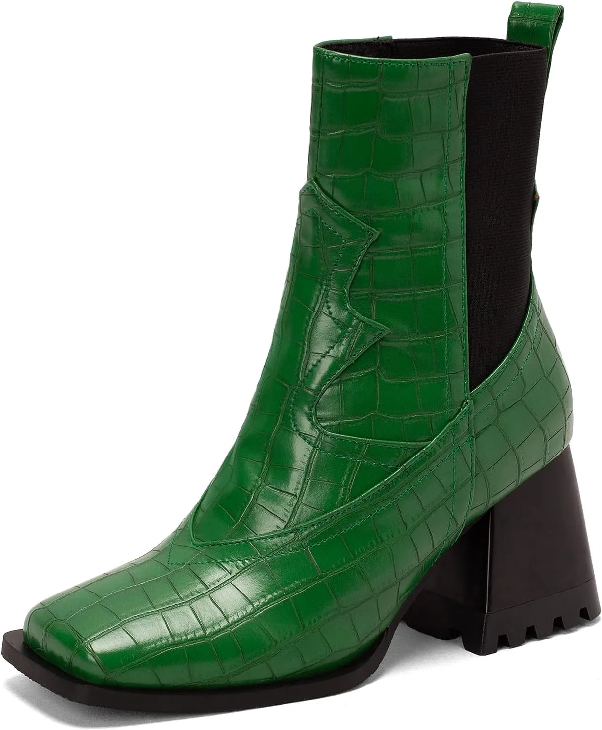 Wide Fit Block Heel Women Chelsea Boots Elastic Band