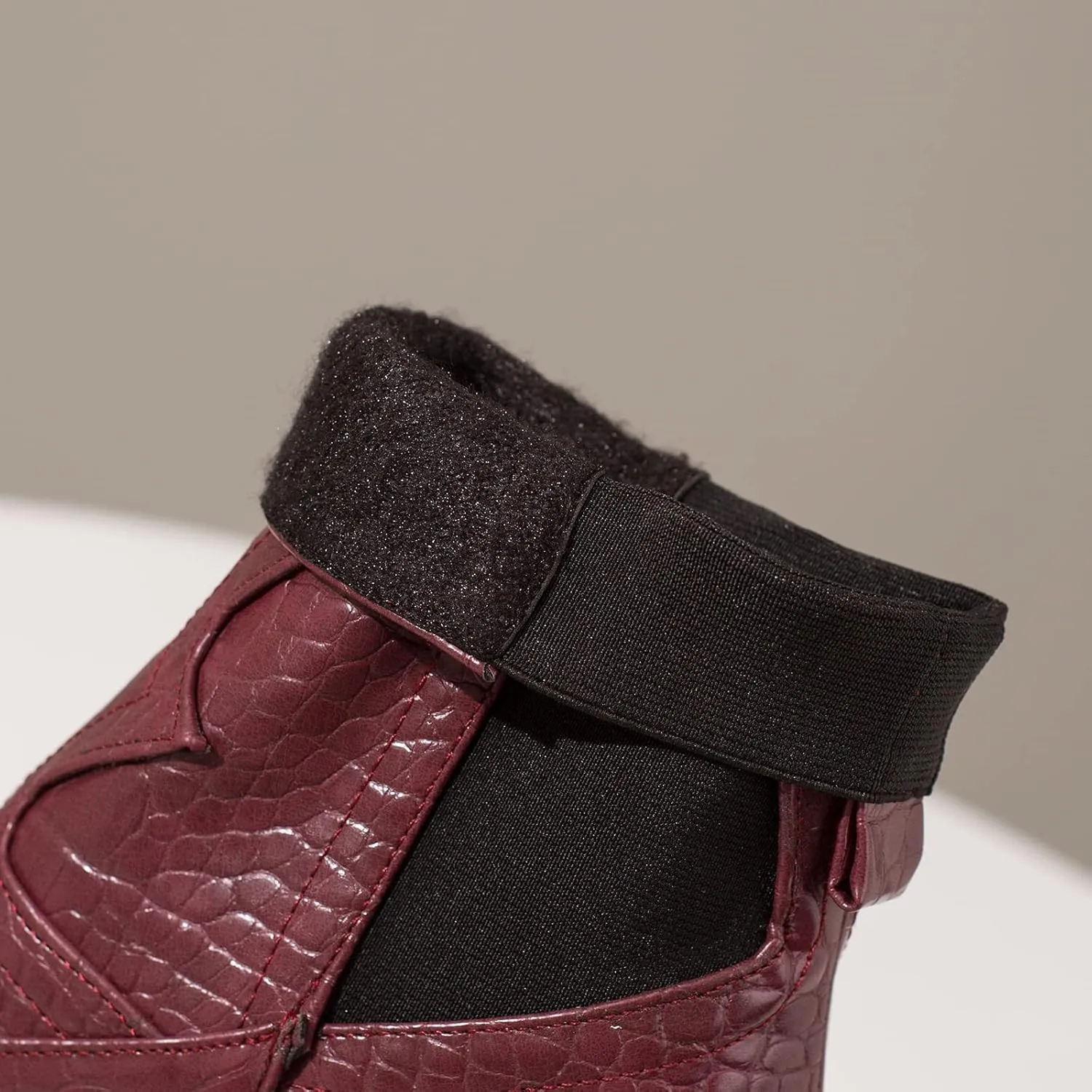 Wide Fit Block Heel Women Chelsea Boots Elastic Band