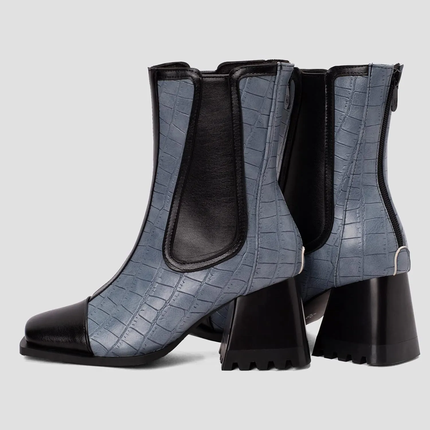 Wide Fit Block Heel Women Chelsea Boots Elastic Band