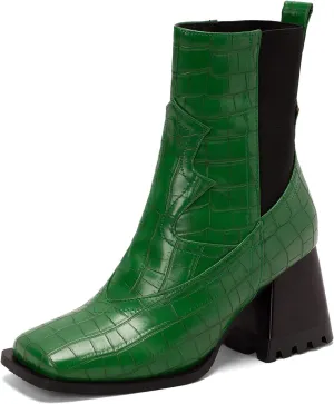Wide Fit Block Heel Women Chelsea Boots Elastic Band