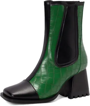 Wide Fit Block Heel Women Chelsea Boots Elastic Band