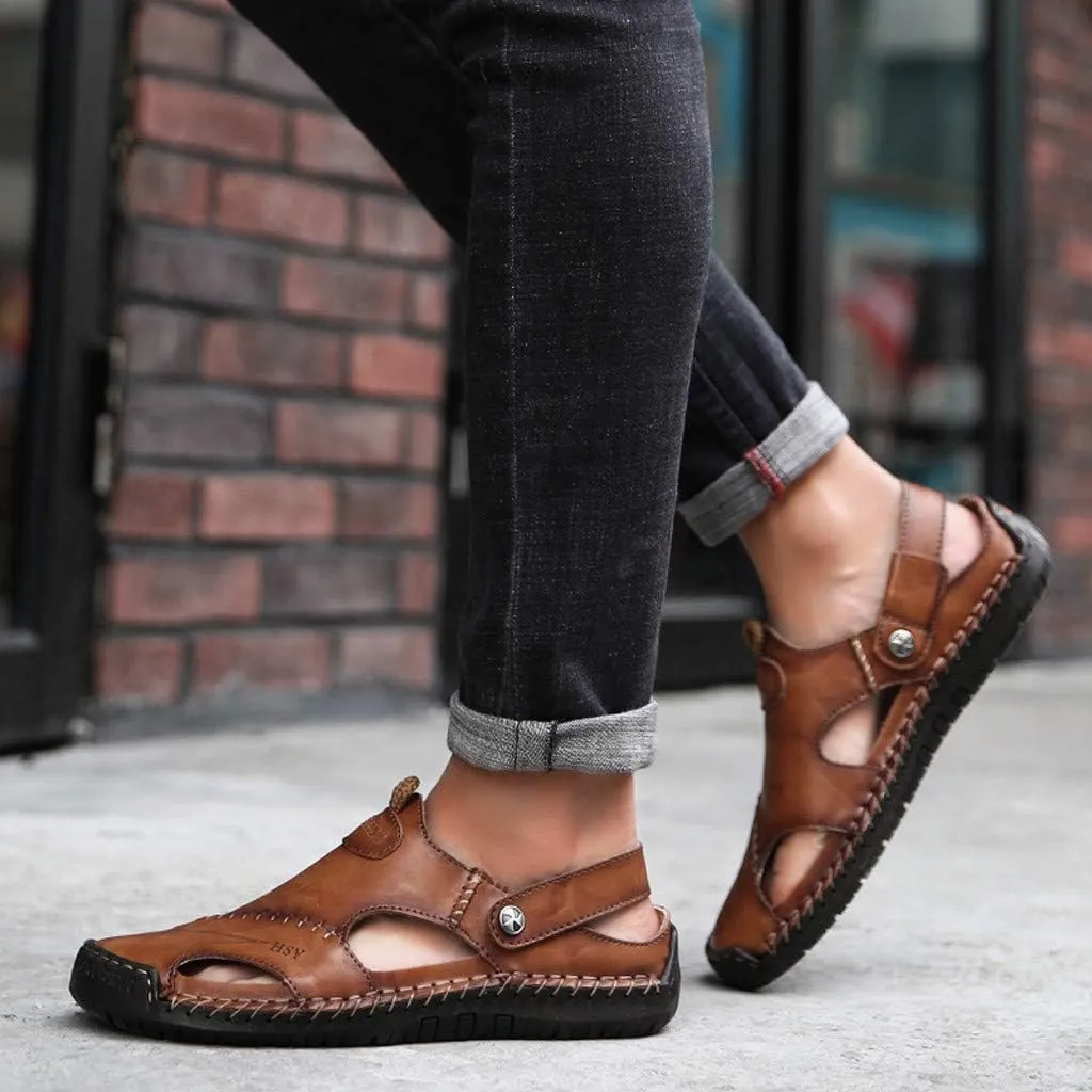 Wide Fit Sandals Casual Shoes Breathable Sandals Men's Leather Summer Outdoor Beach Men's sandals