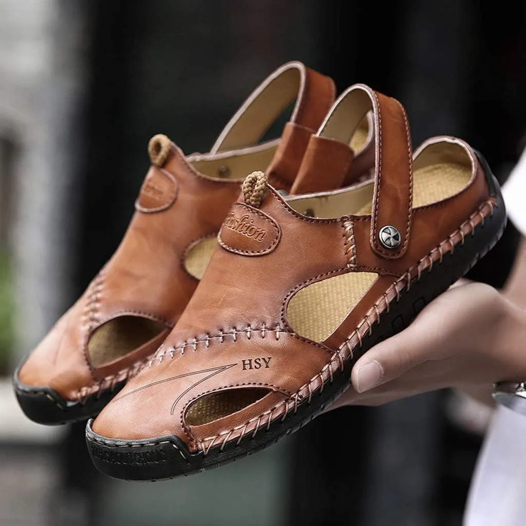 Wide Fit Sandals Casual Shoes Breathable Sandals Men's Leather Summer Outdoor Beach Men's sandals