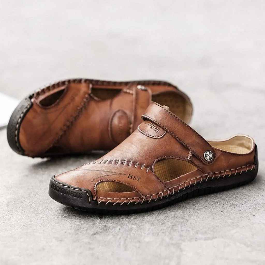 Wide Fit Sandals Casual Shoes Breathable Sandals Men's Leather Summer Outdoor Beach Men's sandals