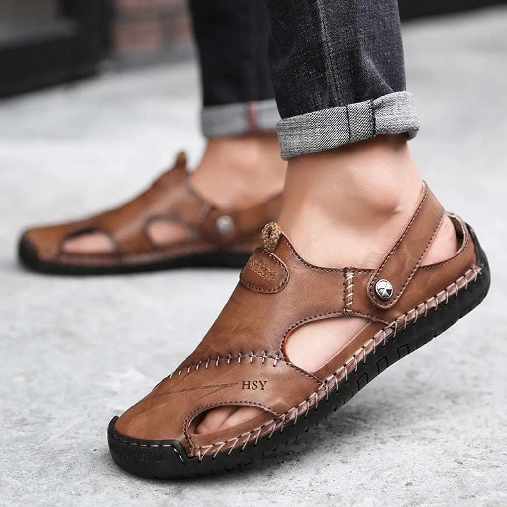 Wide Fit Sandals Casual Shoes Breathable Sandals Men's Leather Summer Outdoor Beach Men's sandals