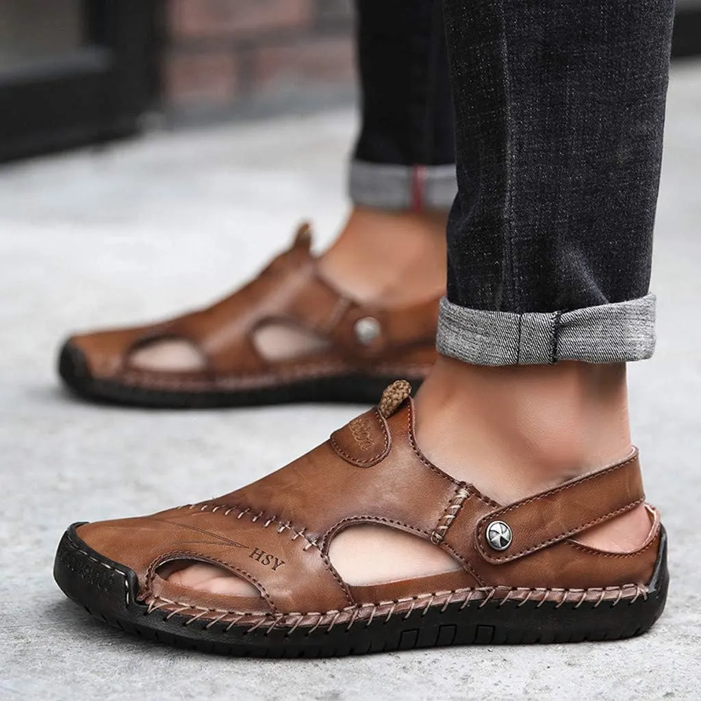 Wide Fit Sandals Casual Shoes Breathable Sandals Men's Leather Summer Outdoor Beach Men's sandals