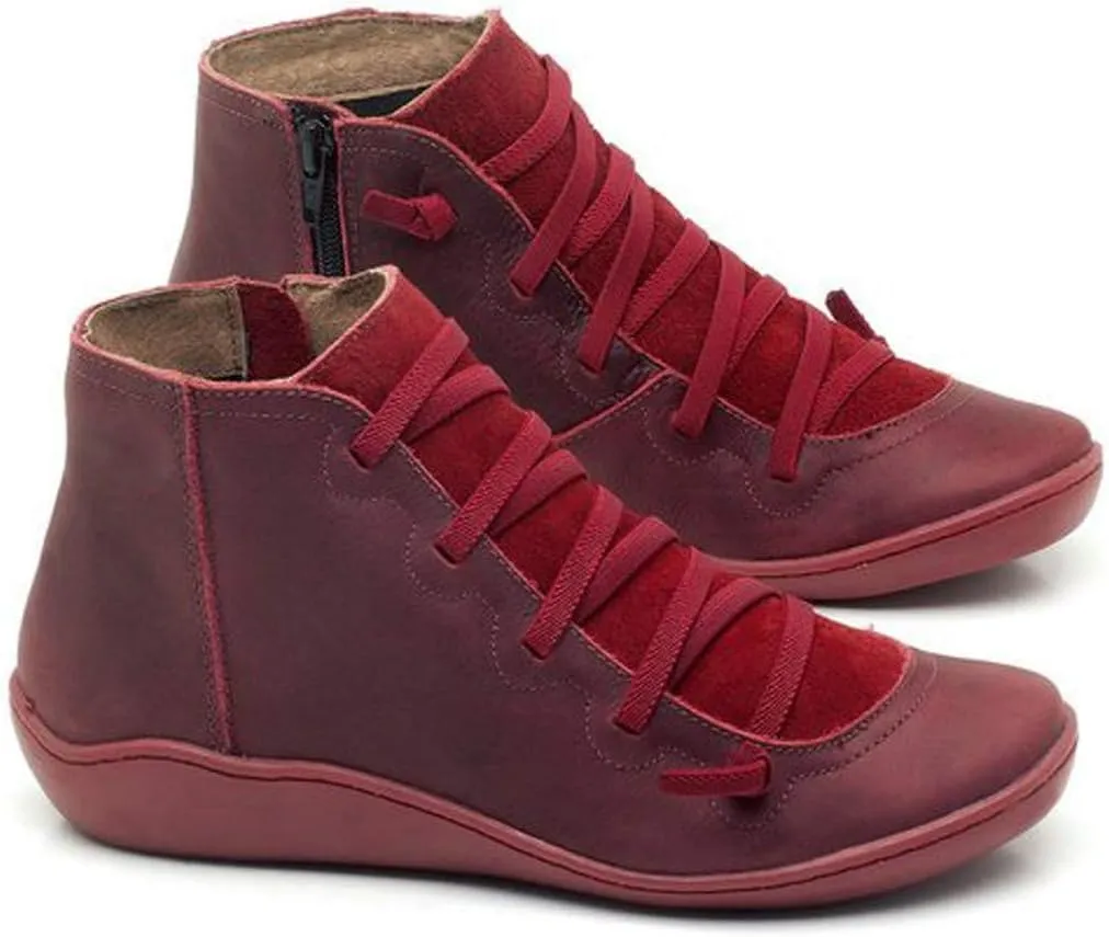 Wide Width Boots for Women Comfy Orthopedic Arch Support Walking Work Outdoor Hiking Ankle Boots Lightweight Lace Up Casual Sneaker
