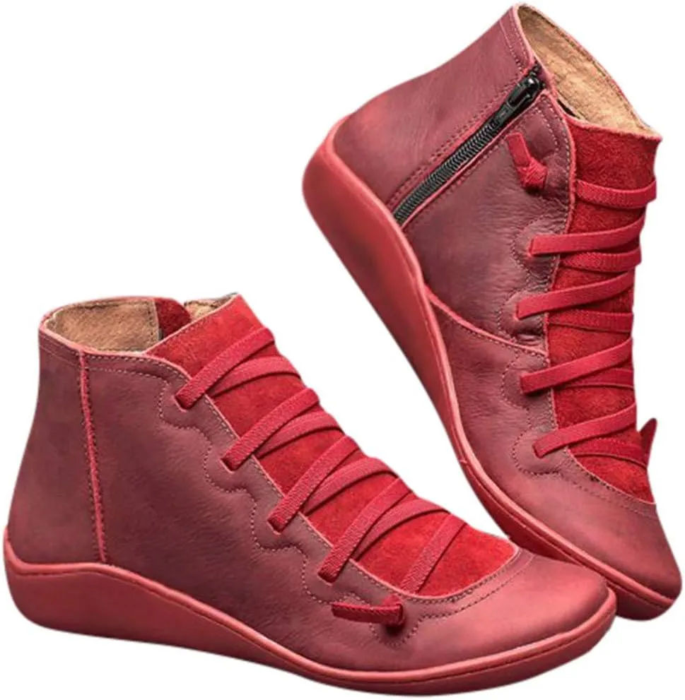 Wide Width Boots for Women Comfy Orthopedic Arch Support Walking Work Outdoor Hiking Ankle Boots Lightweight Lace Up Casual Sneaker