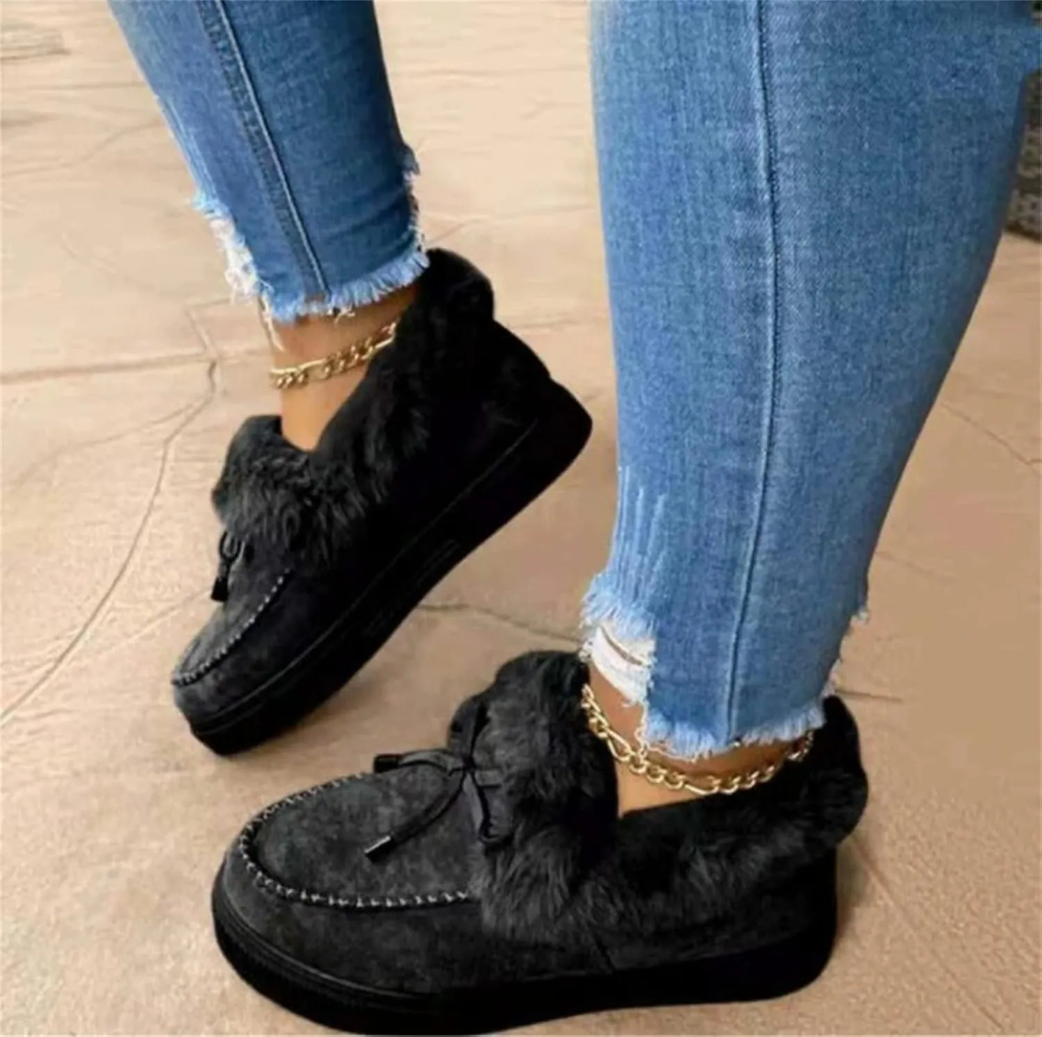 Winter Fashion Boots For Women 2024 Snow Boots Anti-Slip Outdoor Shoes Warm Fur Lined Comfortable Fuzzy Ankle Booties