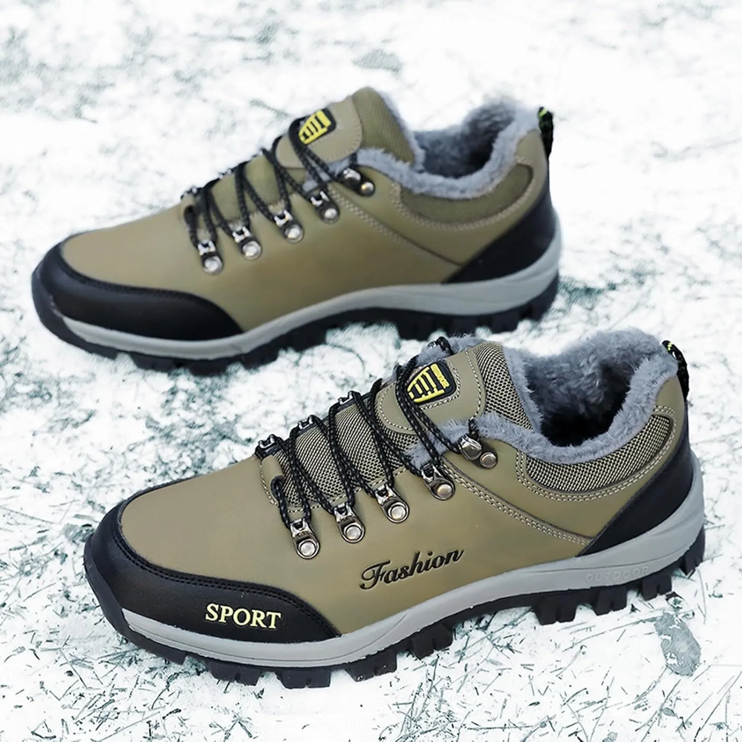 Winter Wool Warm Sport Shoes for Men Water Proof Insulated Snow Boots Lace Up Non Slip Shoes Lace Up Winter Shoes