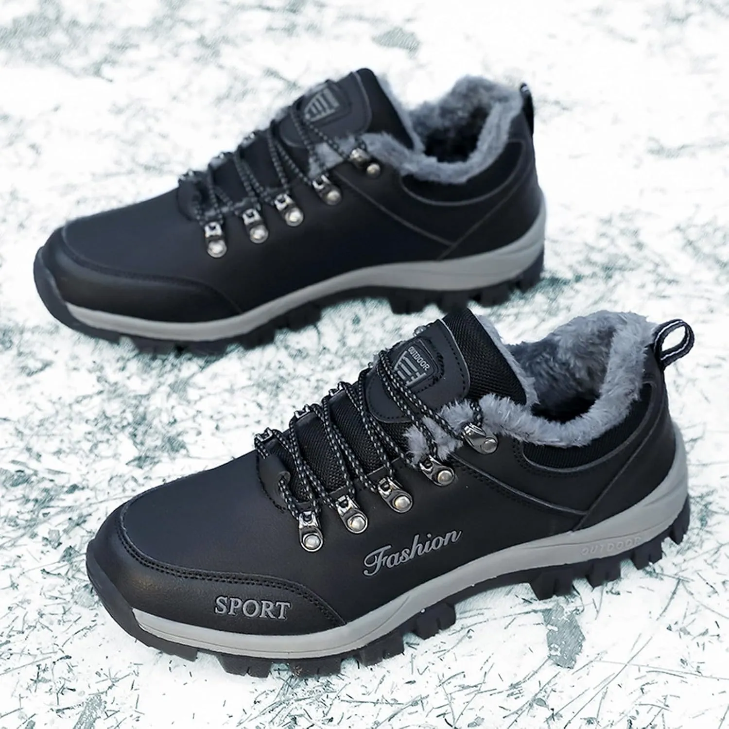 Winter Wool Warm Sport Shoes for Men Water Proof Insulated Snow Boots Lace Up Non Slip Shoes Lace Up Winter Shoes