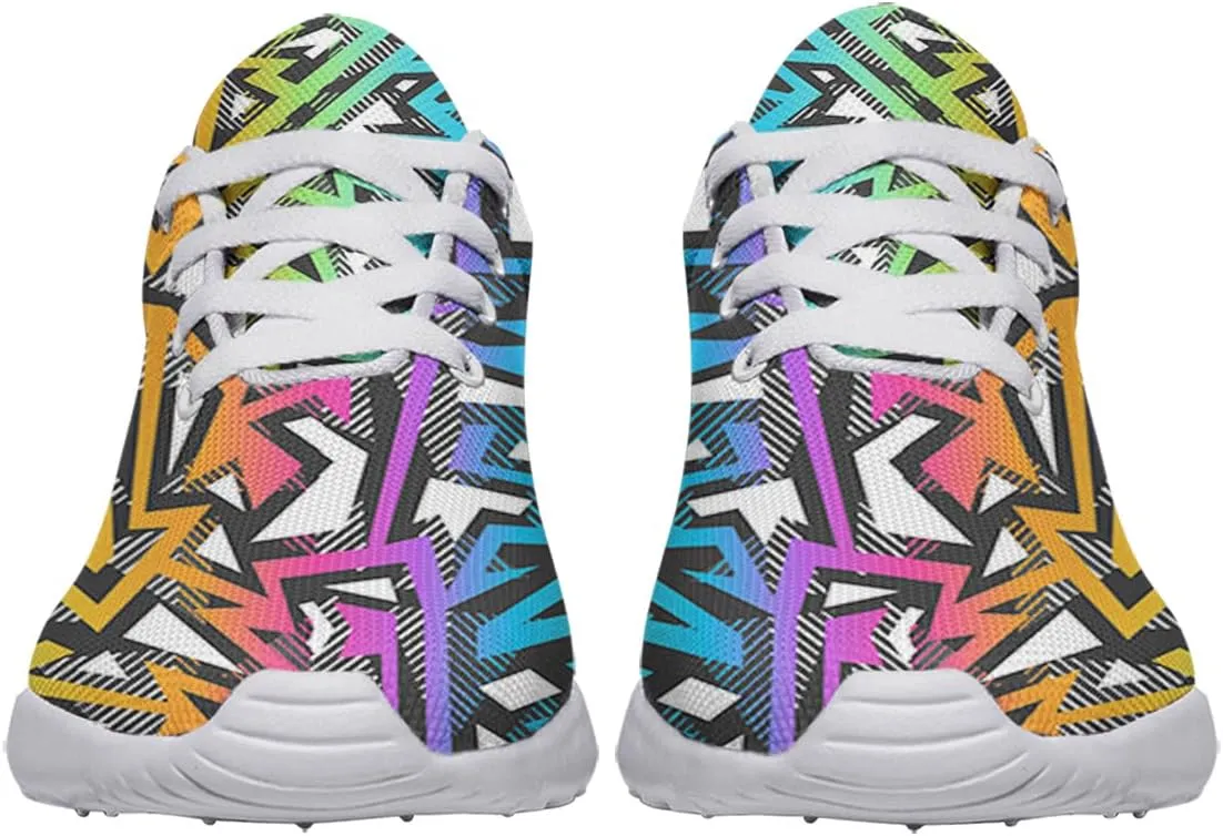 Women Men Colored Graffiti Shoes Personalited 3D Print Running Shoes Athletic Tennis Sneakers