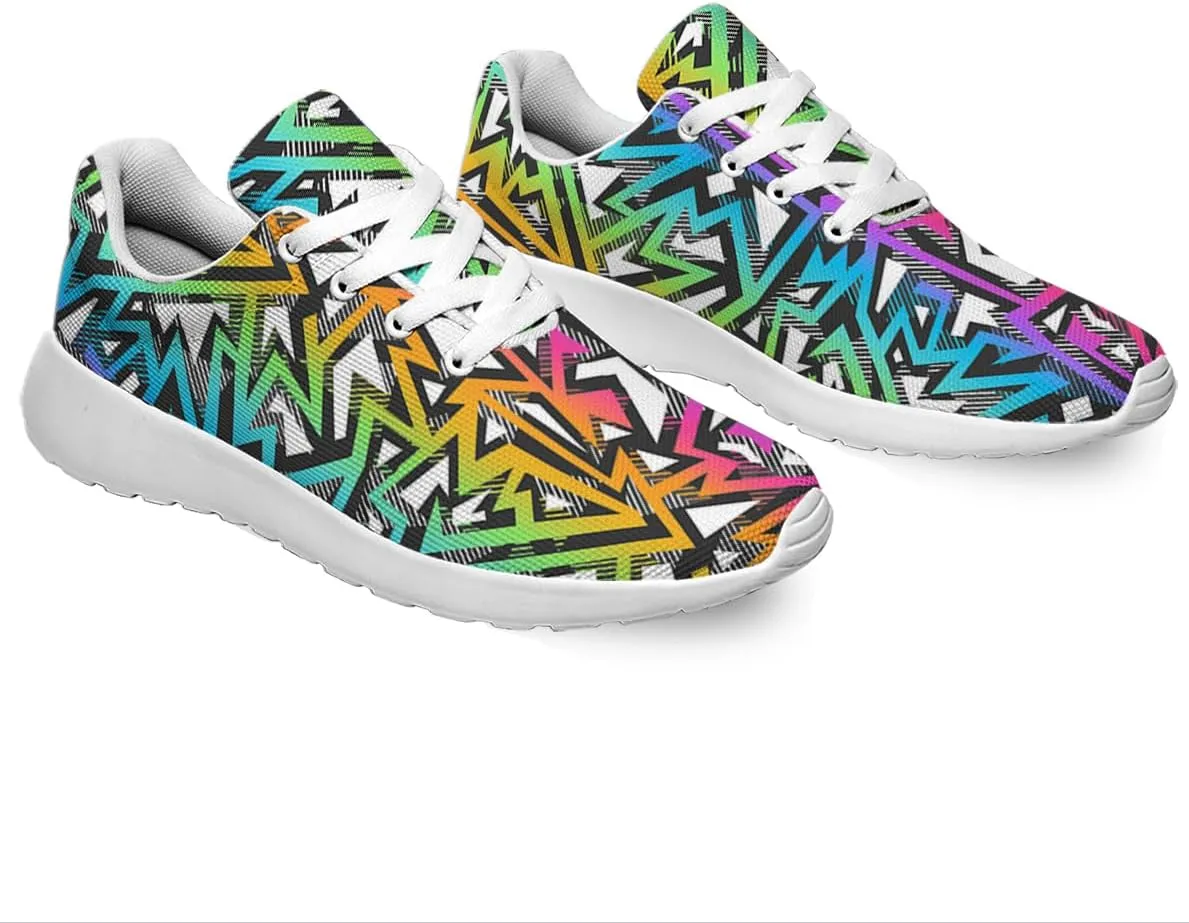 Women Men Colored Graffiti Shoes Personalited 3D Print Running Shoes Athletic Tennis Sneakers