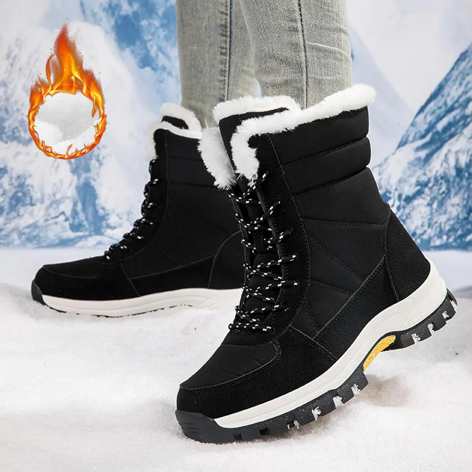 Women Snow BootsFashion New Pattern Simple Solid Color Autumn And Winter Thickened Insulation Winter Mud Boots