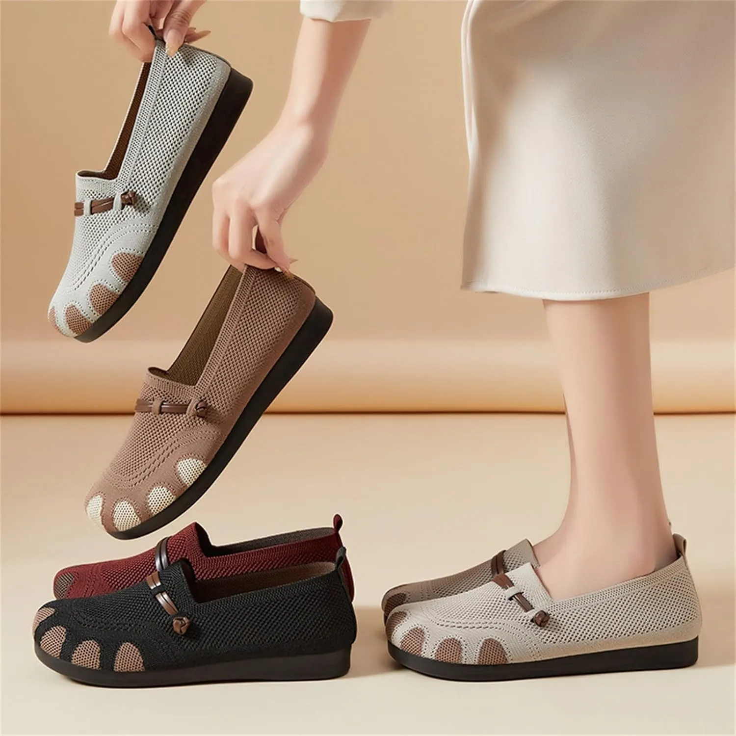 Women Woven Comfy Orthopedic Walking Shoes, 2025 New Women's Breathable Slip On Arch Support Non-Slip Sneakers Wide Width Running Shoes