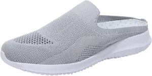 Women's Backless Slip On Mesh Sneakers Women's Max Cushioning Wide Sneaker Ladies Comfortable Wide Width House Work Shoes