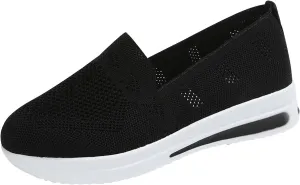 Womens Canvas Slip On Shoes Casual Walking Sneakers Lightweight Flat Fashion Comfortable Elastic Loafers Non Slip